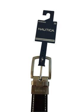 Nautica Reversible Leather Belt in Brown and Black with Silver Buckle Brand New